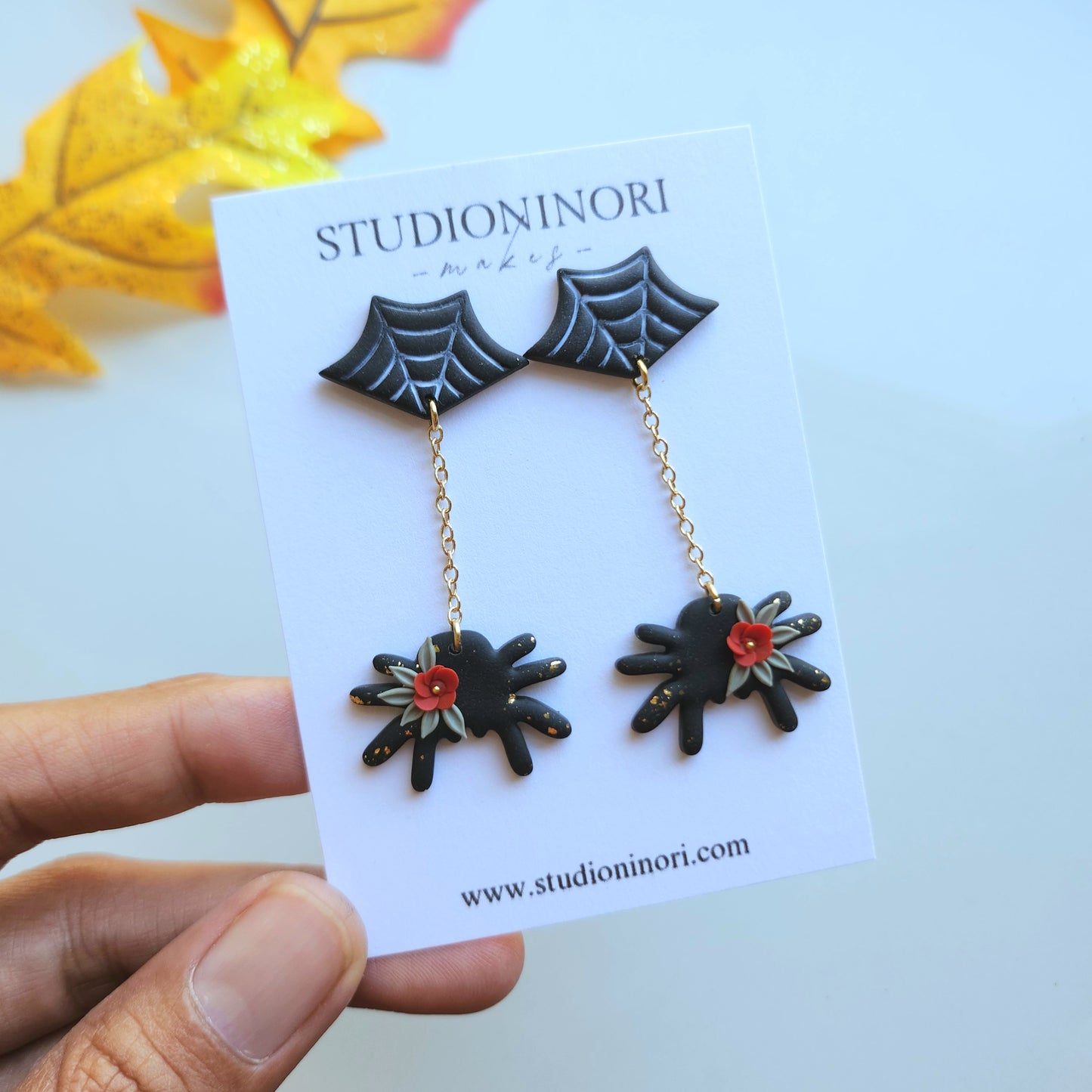 Floral Spider Dangle Earrings