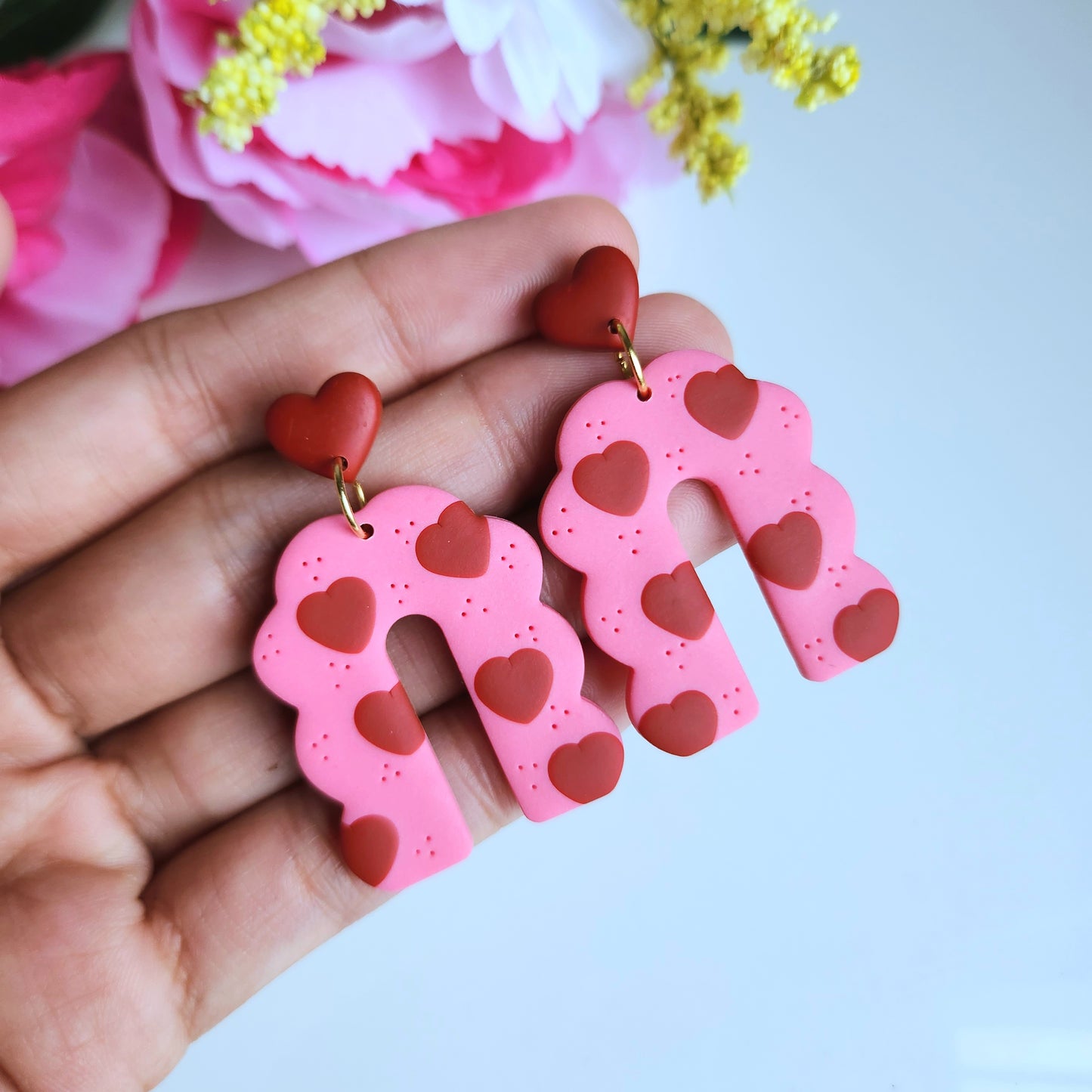 Hearts in Arch Dangle Earrings