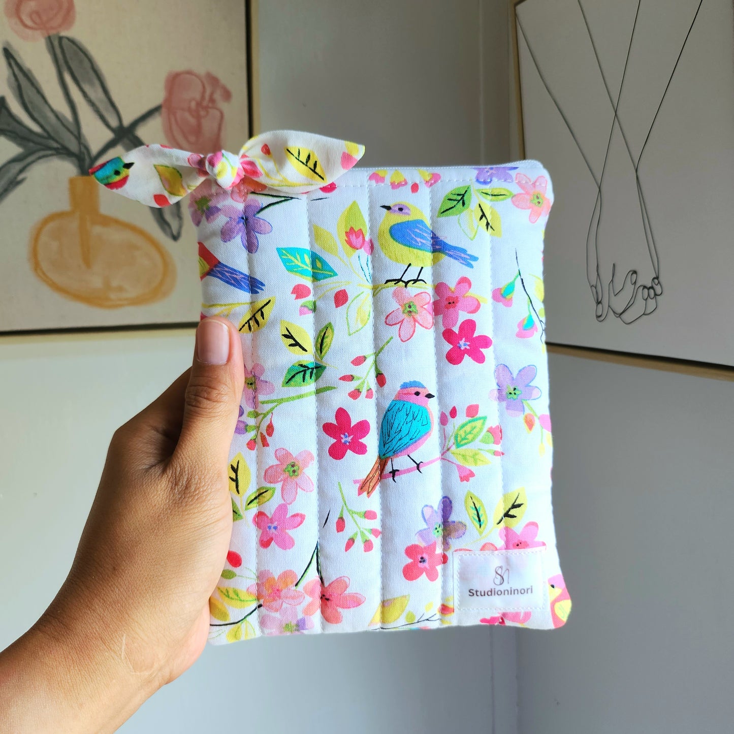 Quilted Flower and Bird Kindle Sleeve