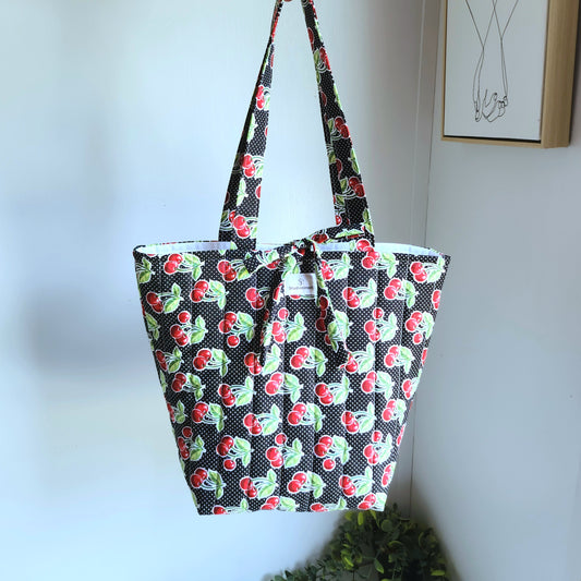 Quilted Cherry Tote Bag
