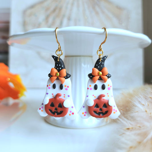 Halloween Witch Ghost with Bow Earring