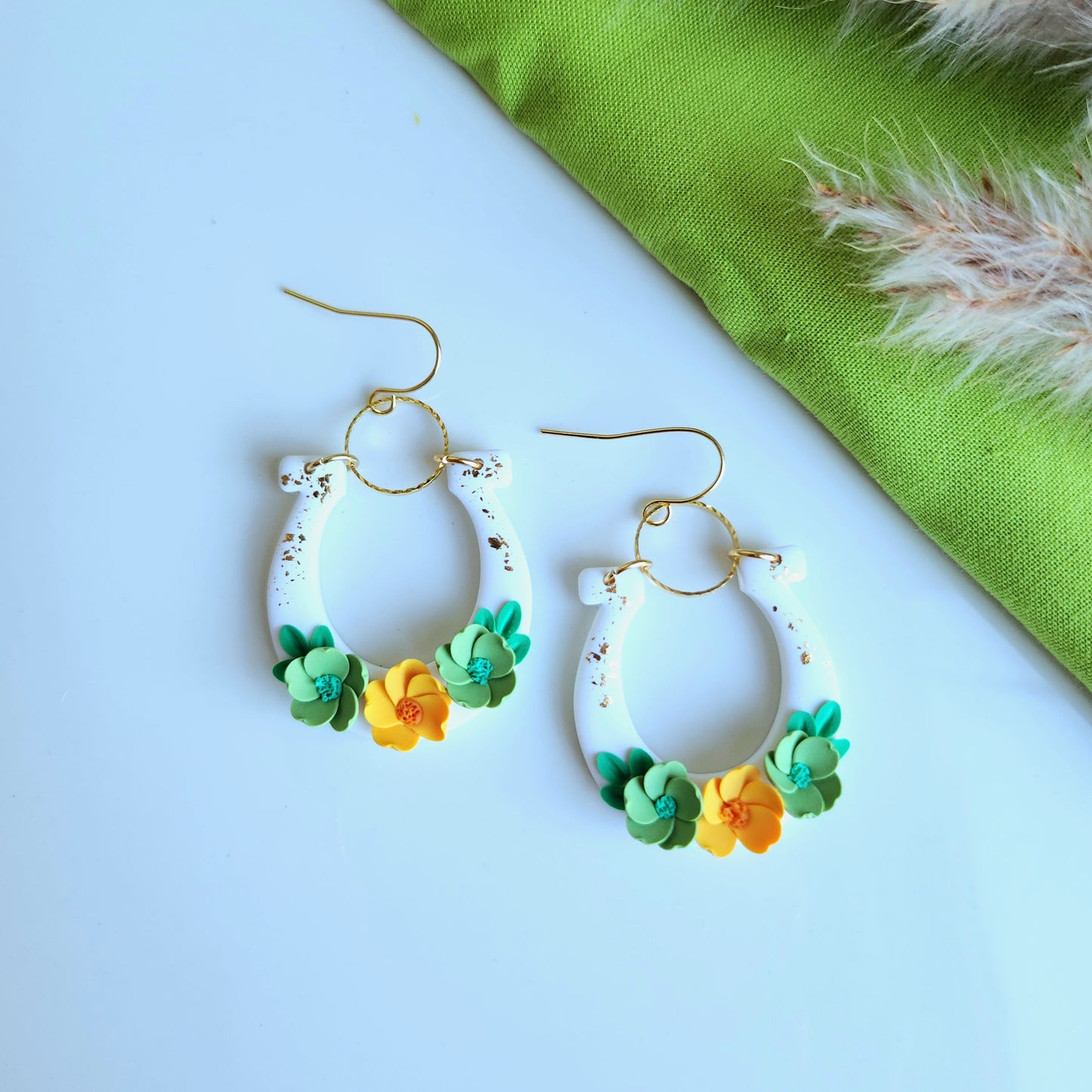 Floral Horse Shoe Dangle Earring
