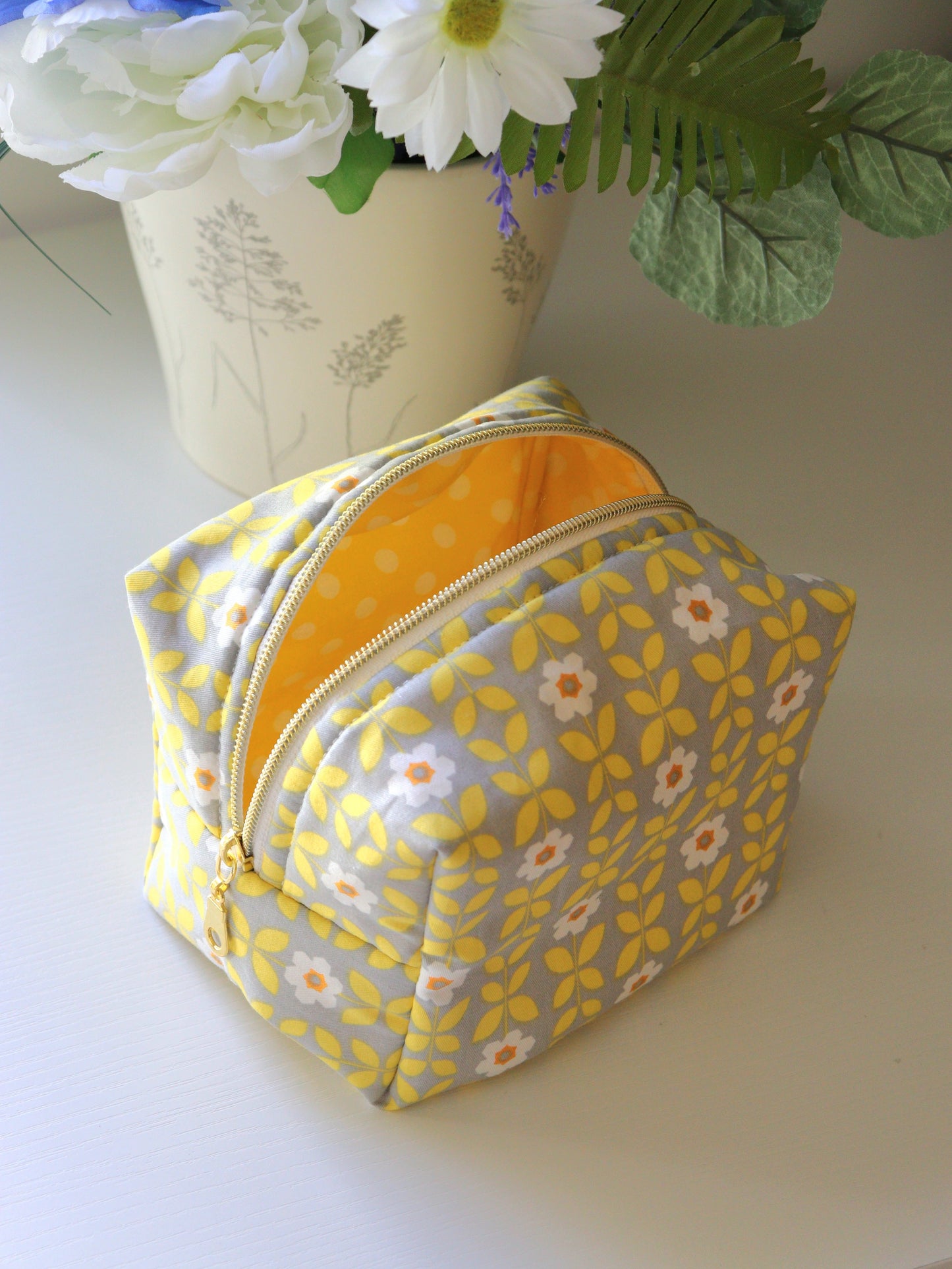 Yellow Floral Mini Cosmetic Bag