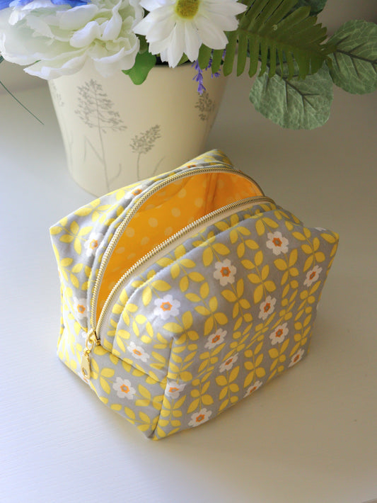 Yellow Floral Mini Cosmetic Bag