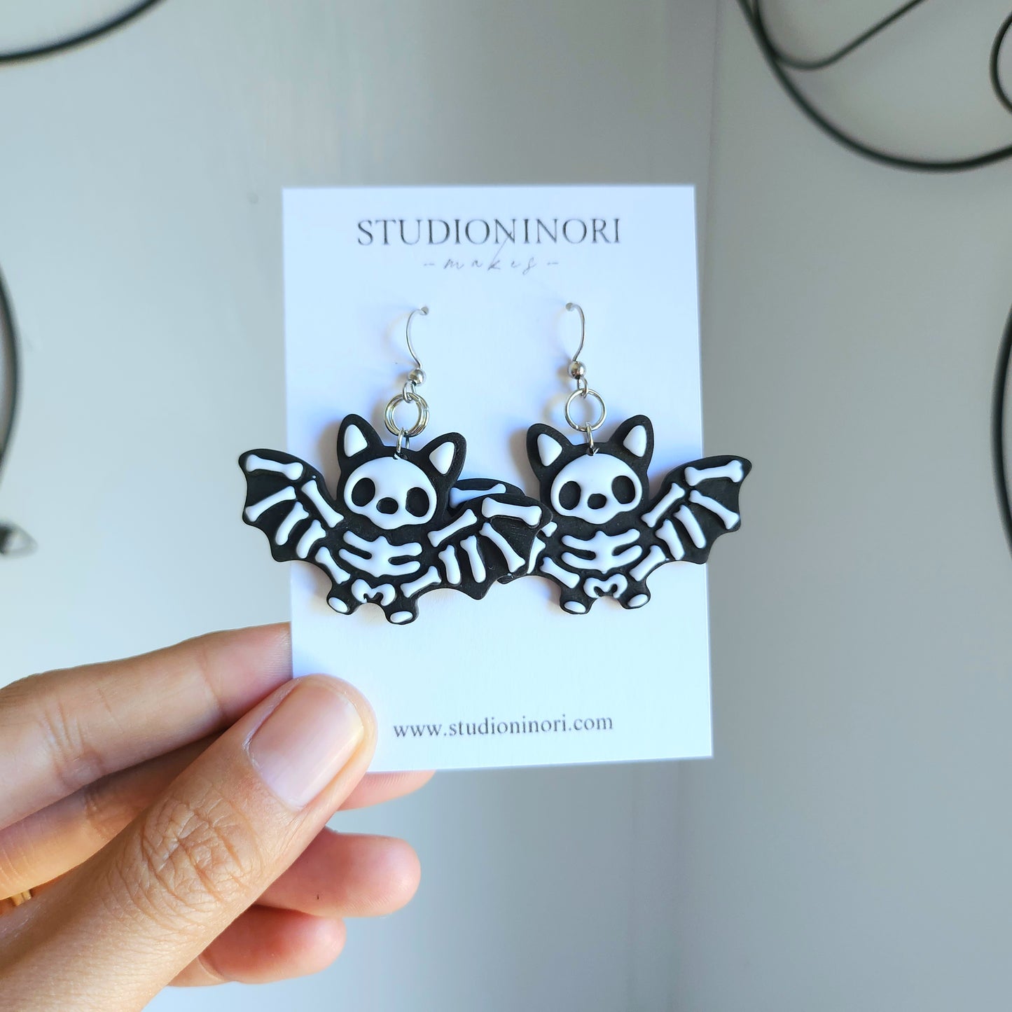 Bat Skeleton Dangle Earrings