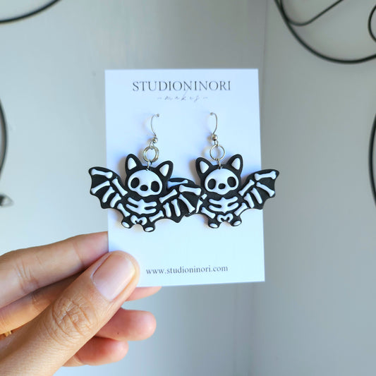 Bat Skeleton Dangle Earrings