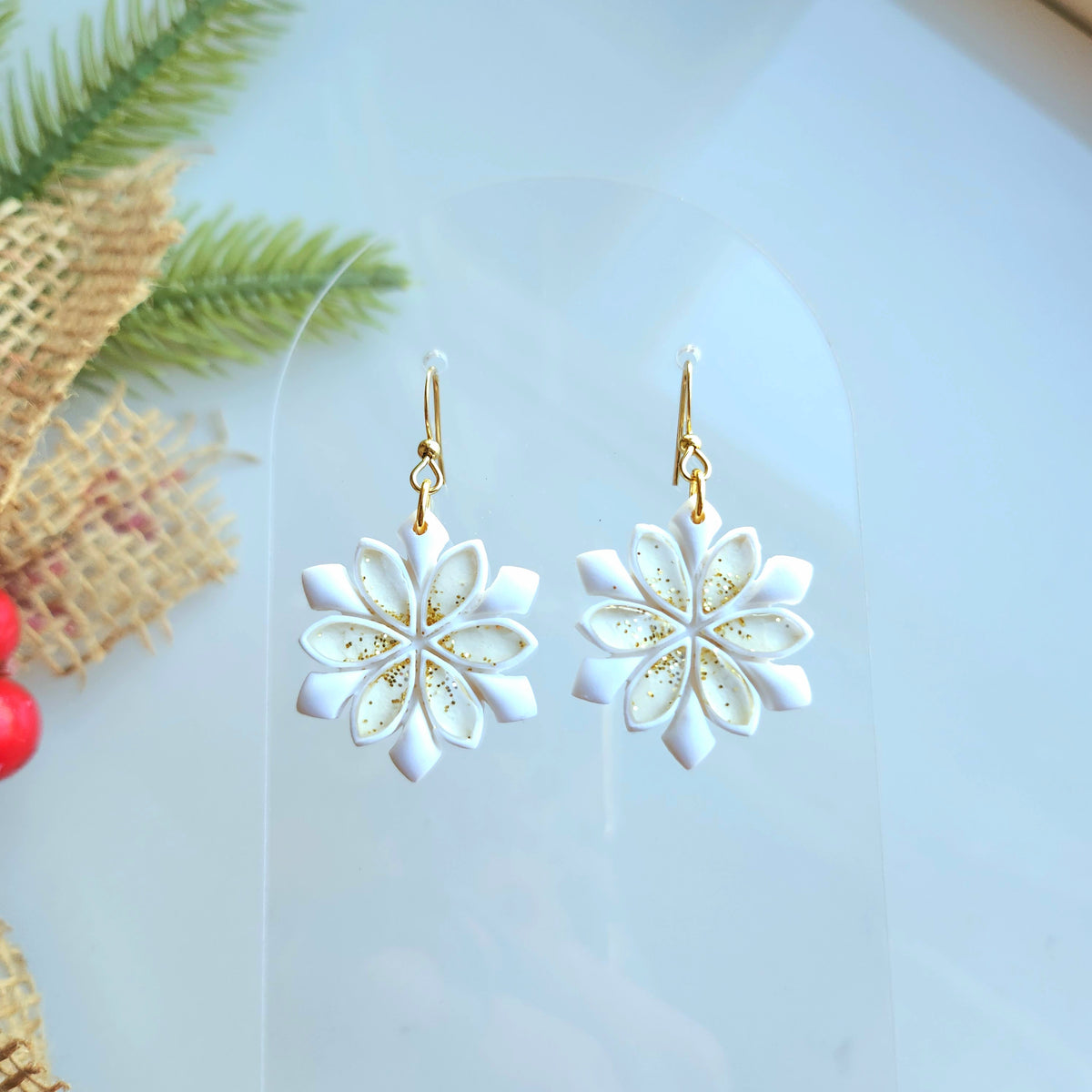 Glittered Snowflake Earrings