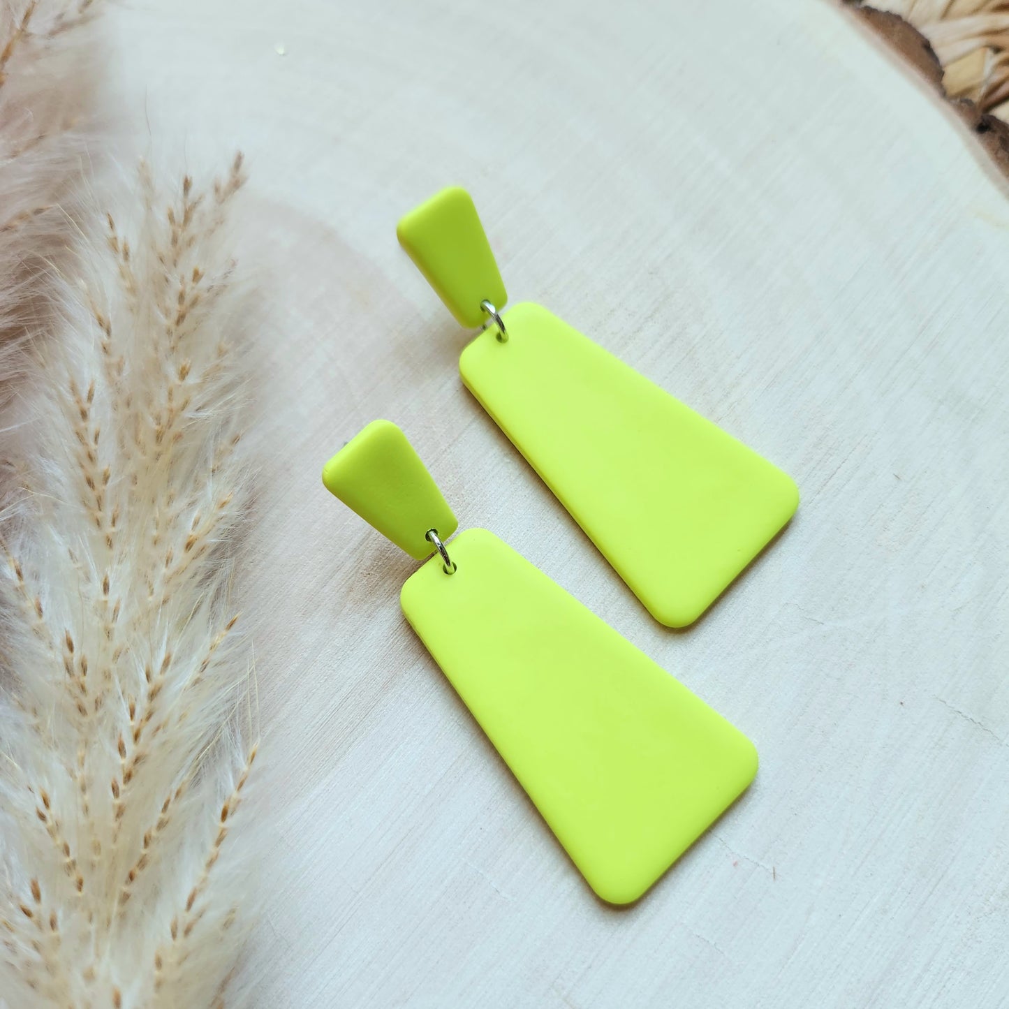 Neon Green Matte Drop Dangle Earring