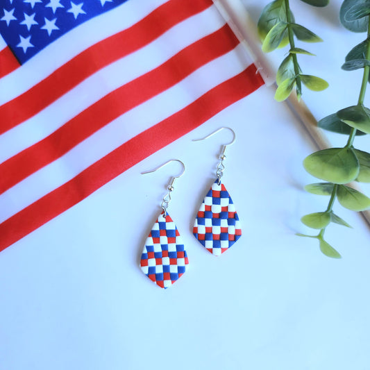 4th of July Plaid Dangle Earrings