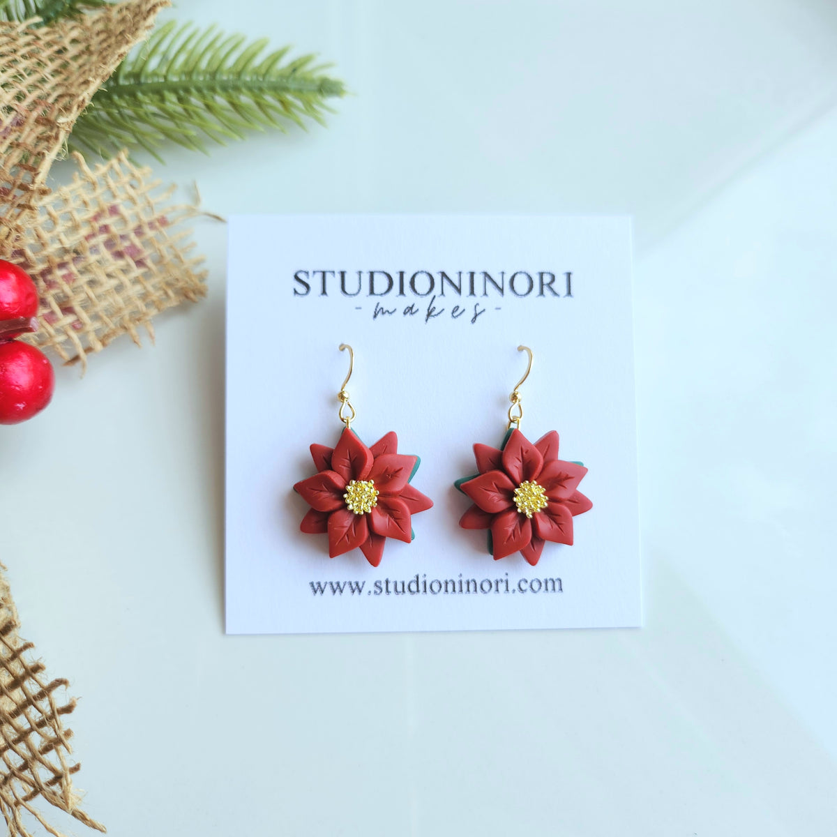 Poinsettia Dangle Earring