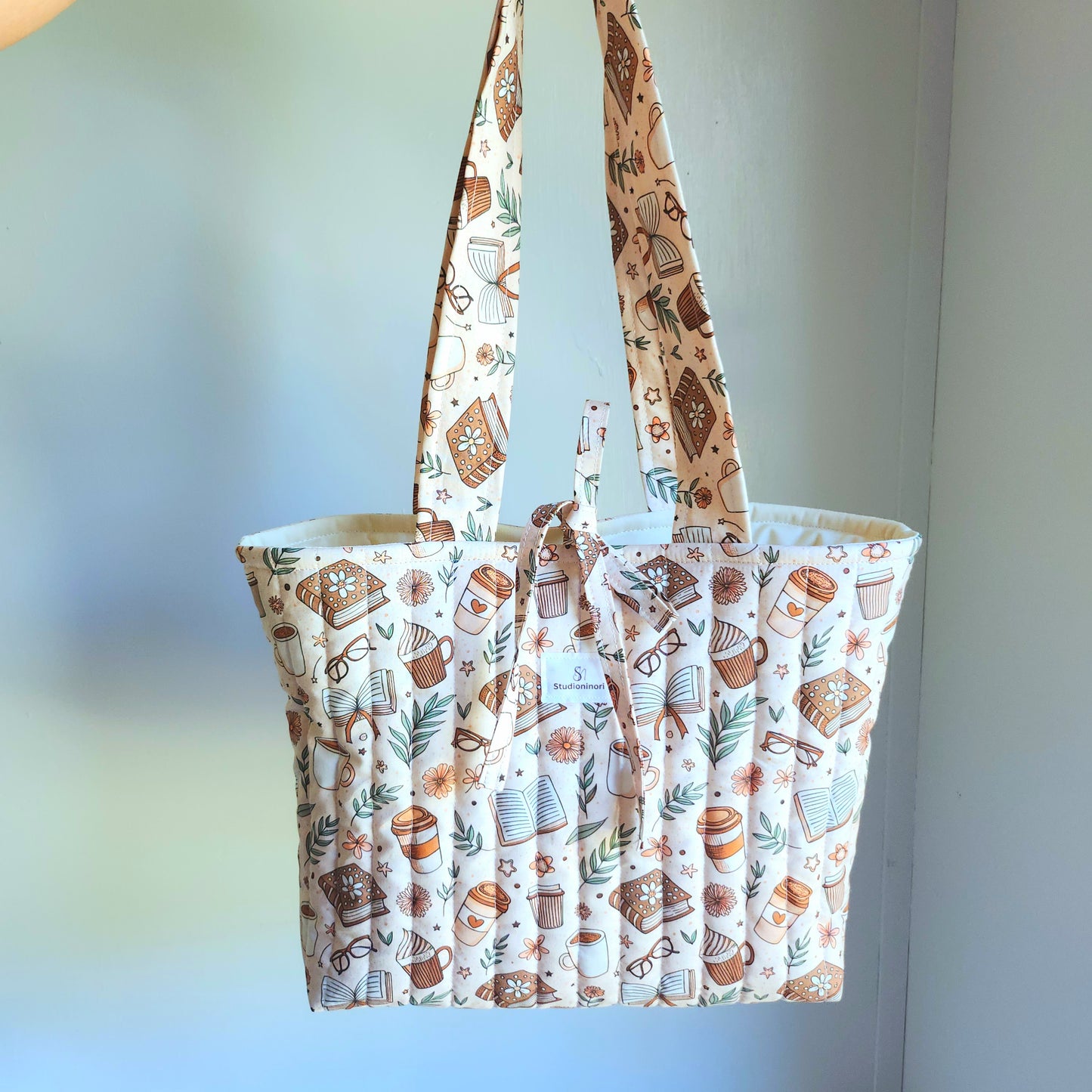 Quilted Coffee and Book Tote Bag
