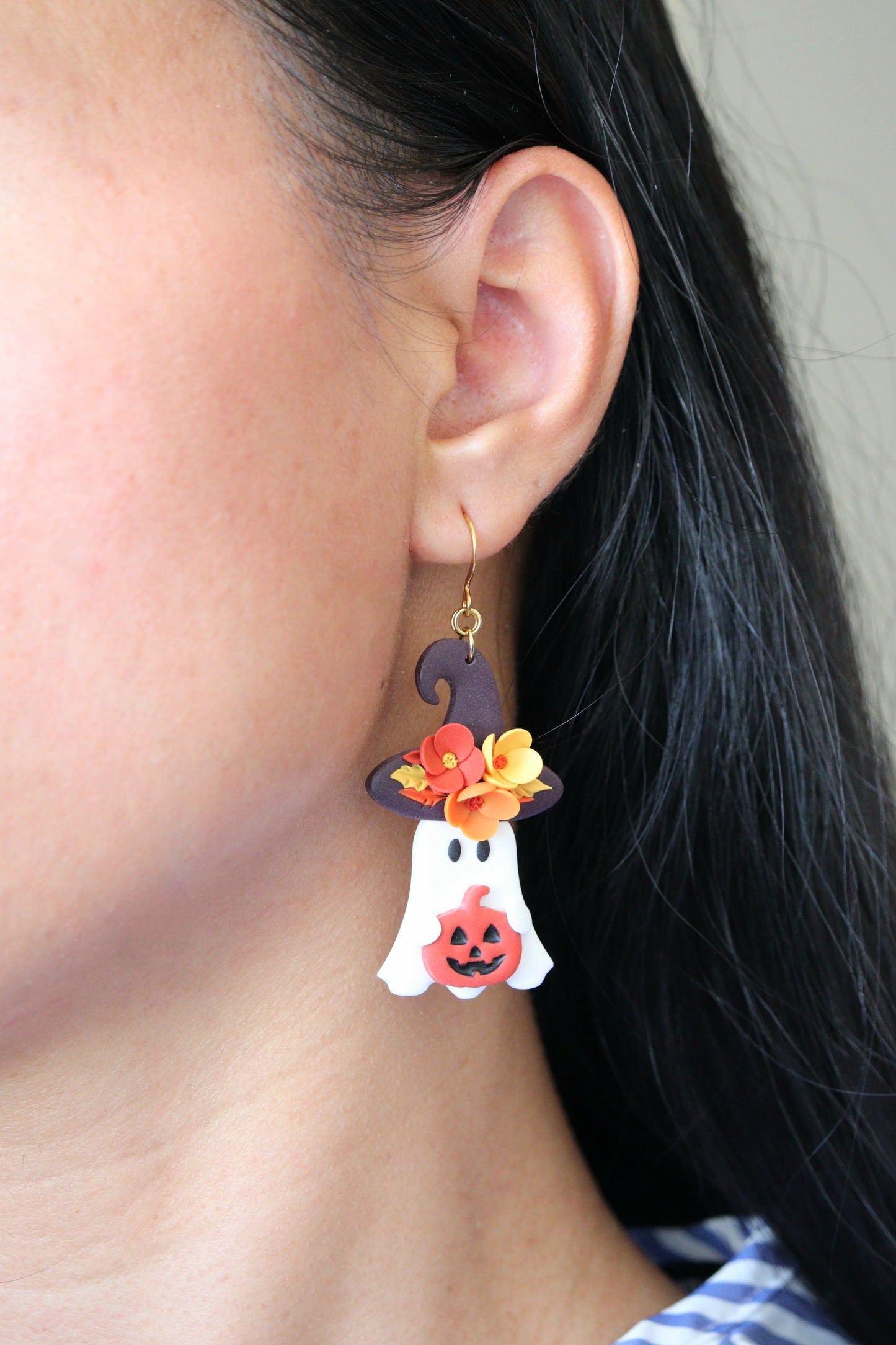 Floral Ghost Witches Earring