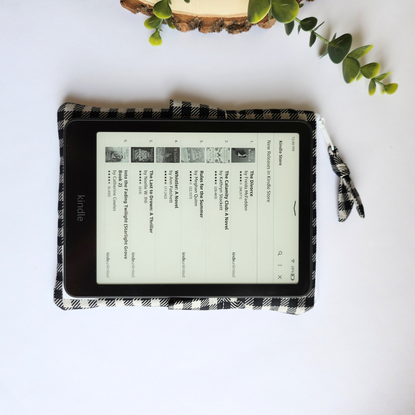 Black Gingham Kindle Sleeve