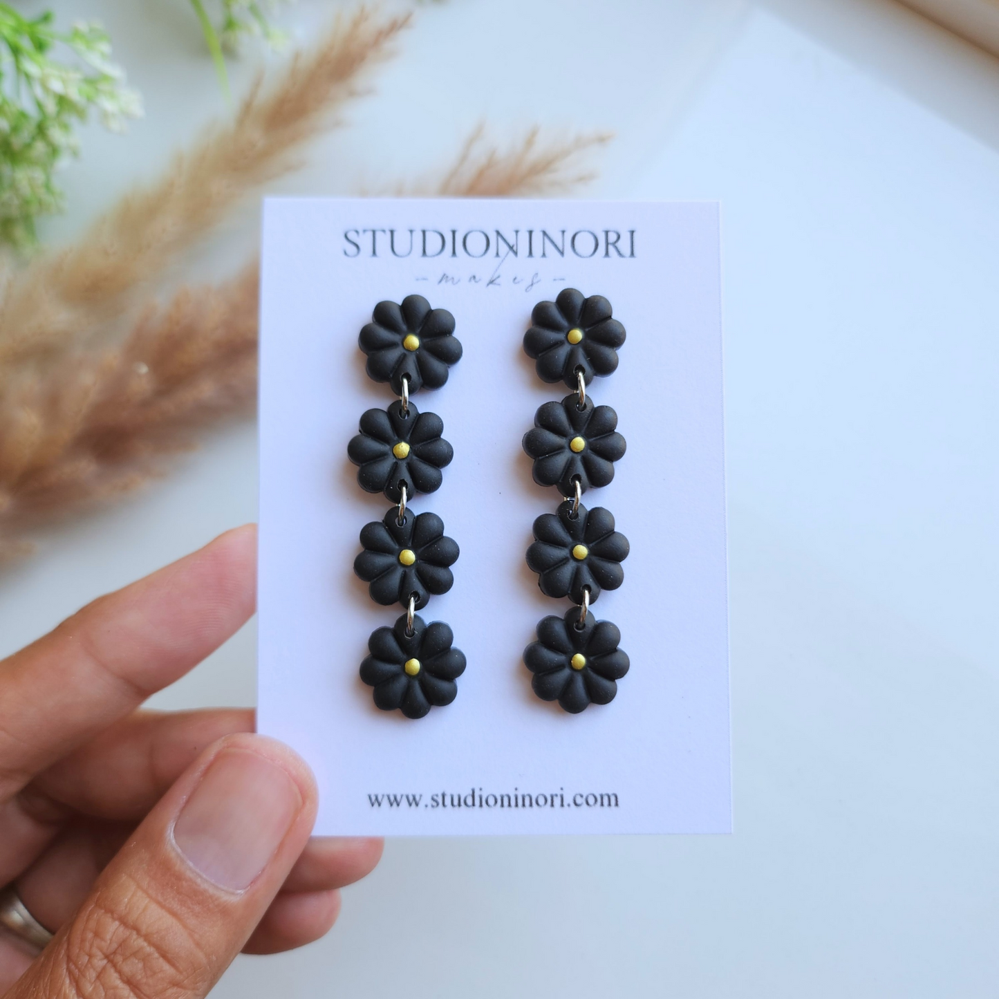 Stacked Flower Drop Dangle Earrings (Multi Color)