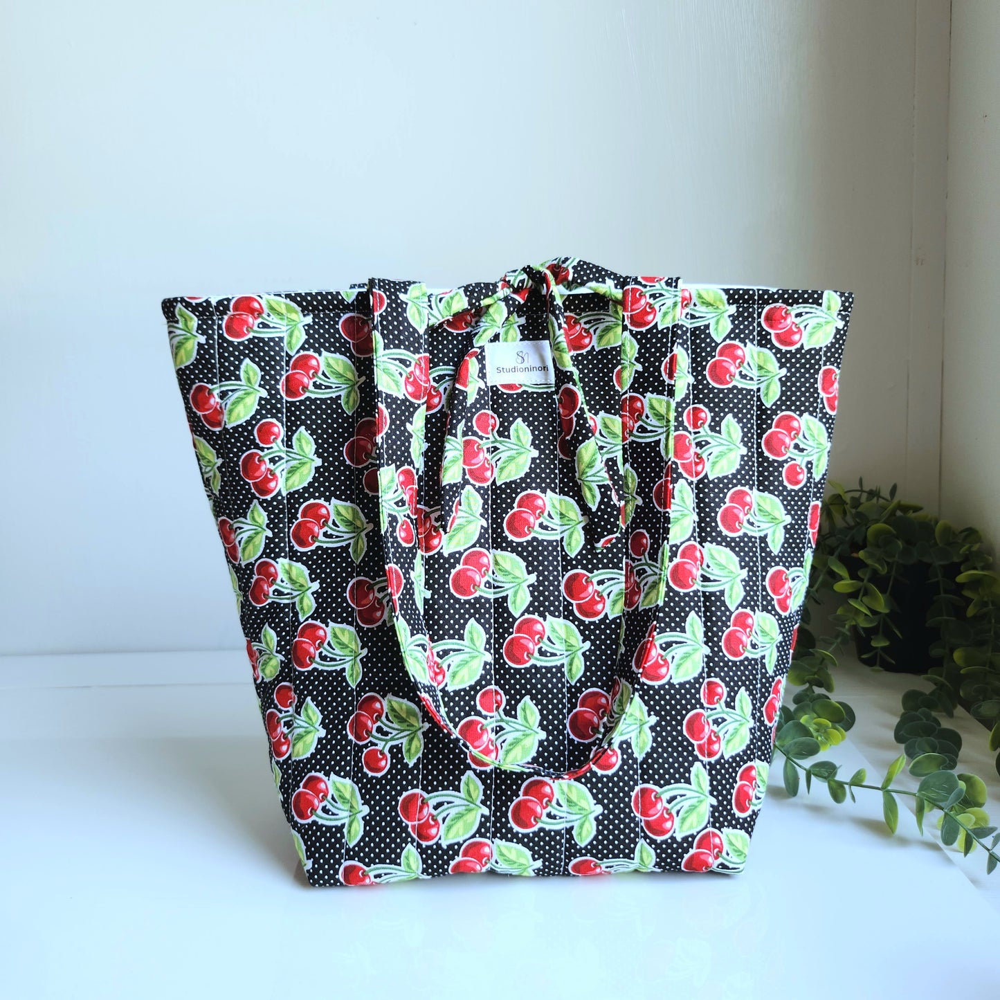 Quilted Cherry Tote Bag