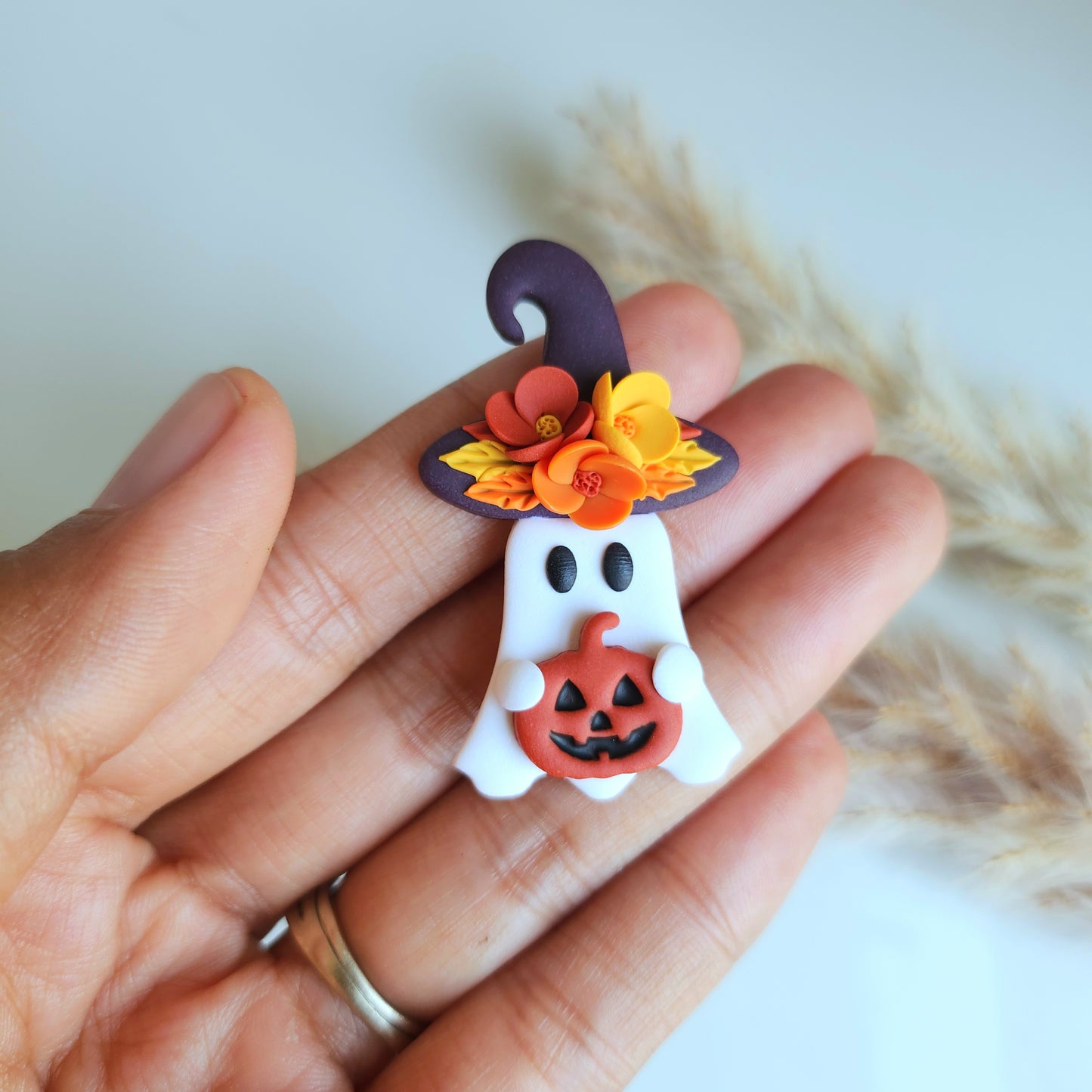 Floral Ghost Witch Pin