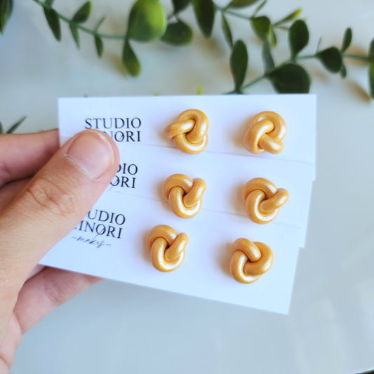 Gold Shimmer Knot Stud Earring