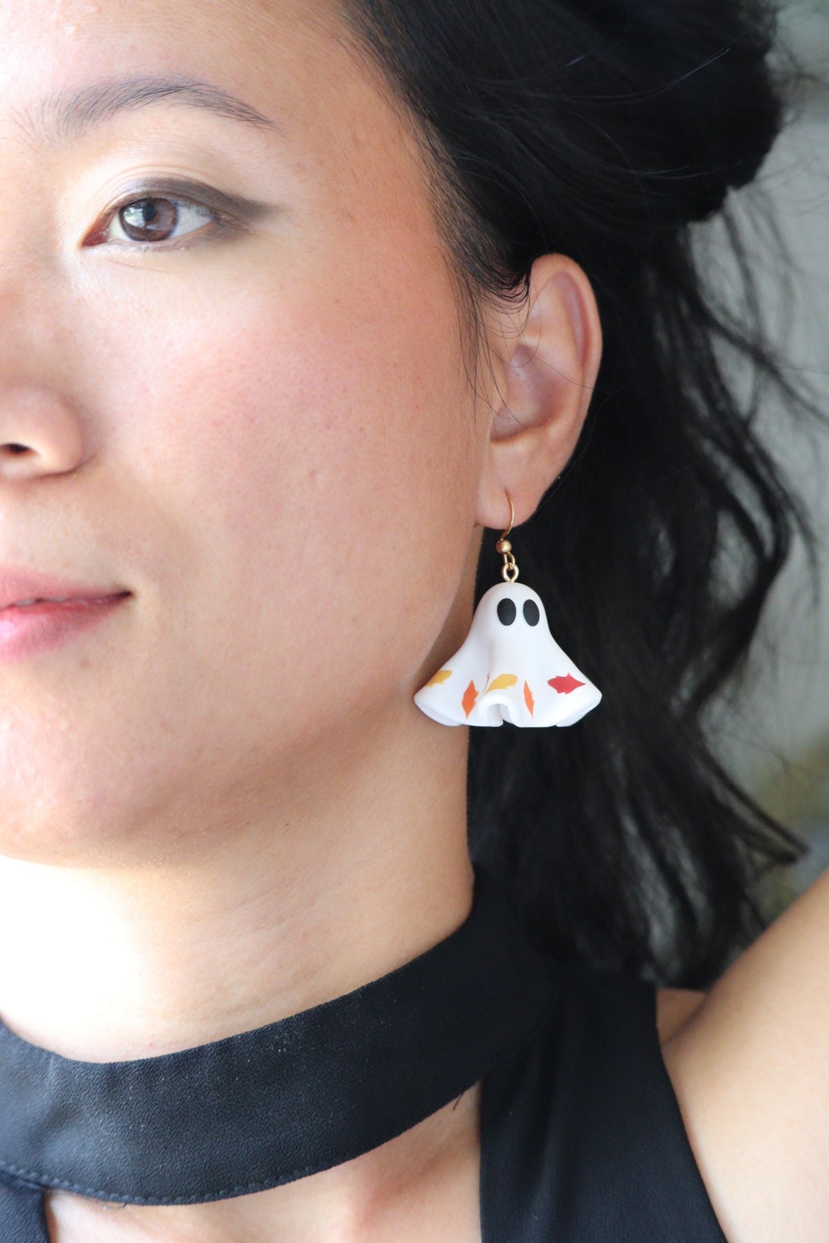 Halloween Ghost Earrings, Autumn Foliage Dangles