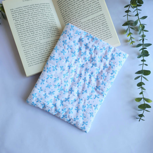 Quilted Book Sleeve/ Blue Bow