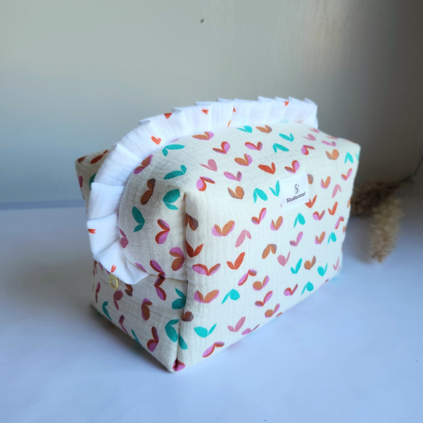 c. Yola Cosmetic Bag with Ruffle