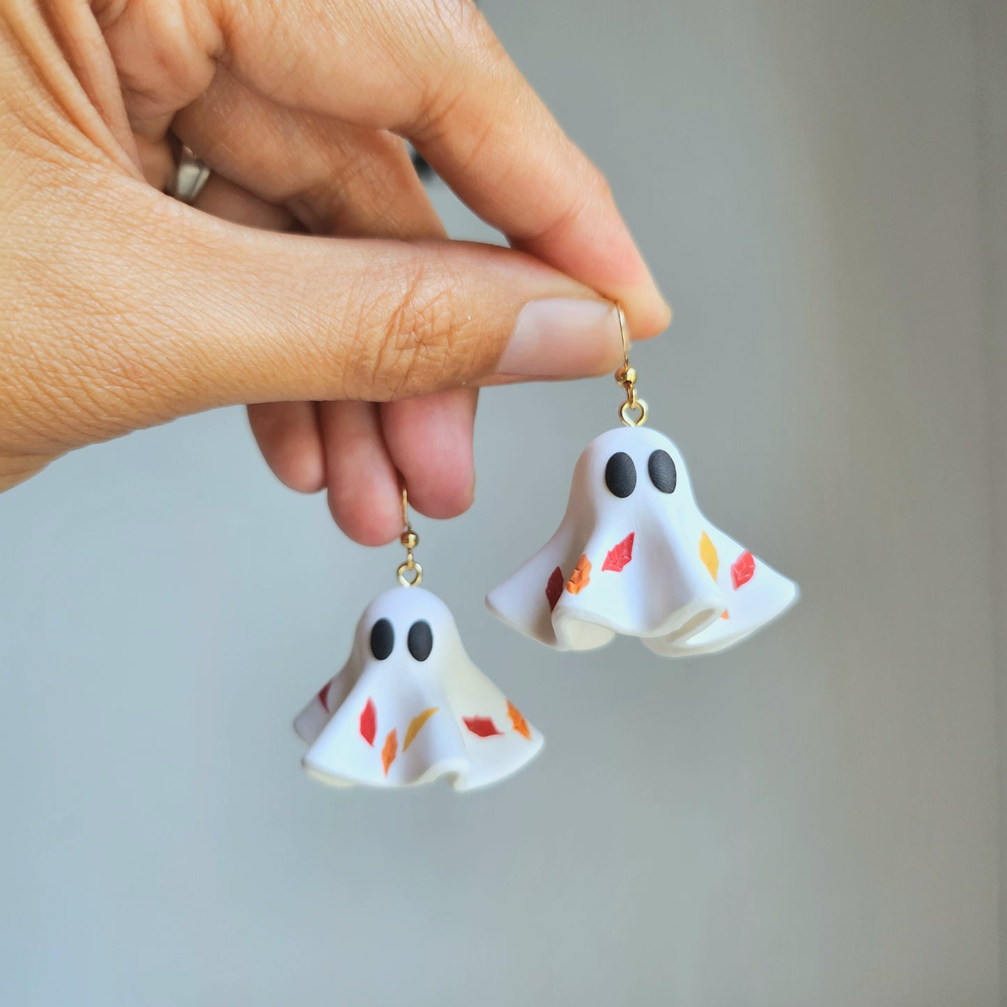 Halloween Ghost Earrings, Autumn Foliage Dangles