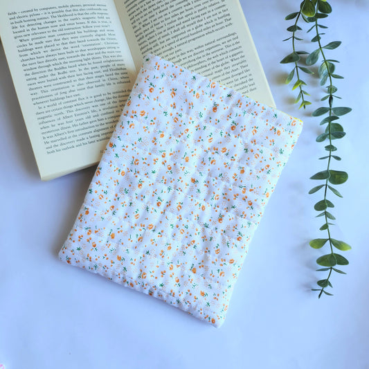 Quilted Book Sleeve/ Orange Flowers