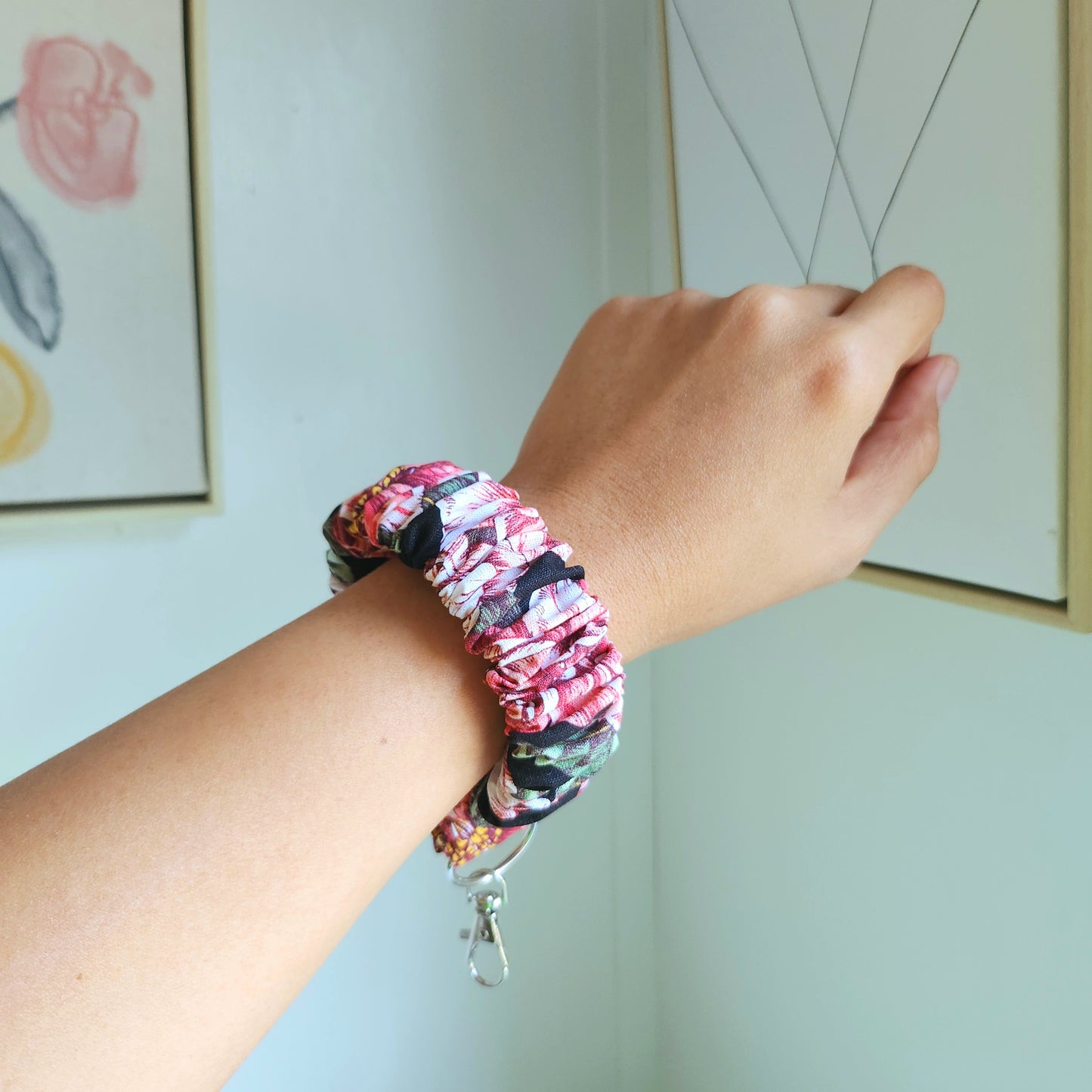 Flower Scrunchy Wristlet Keychain