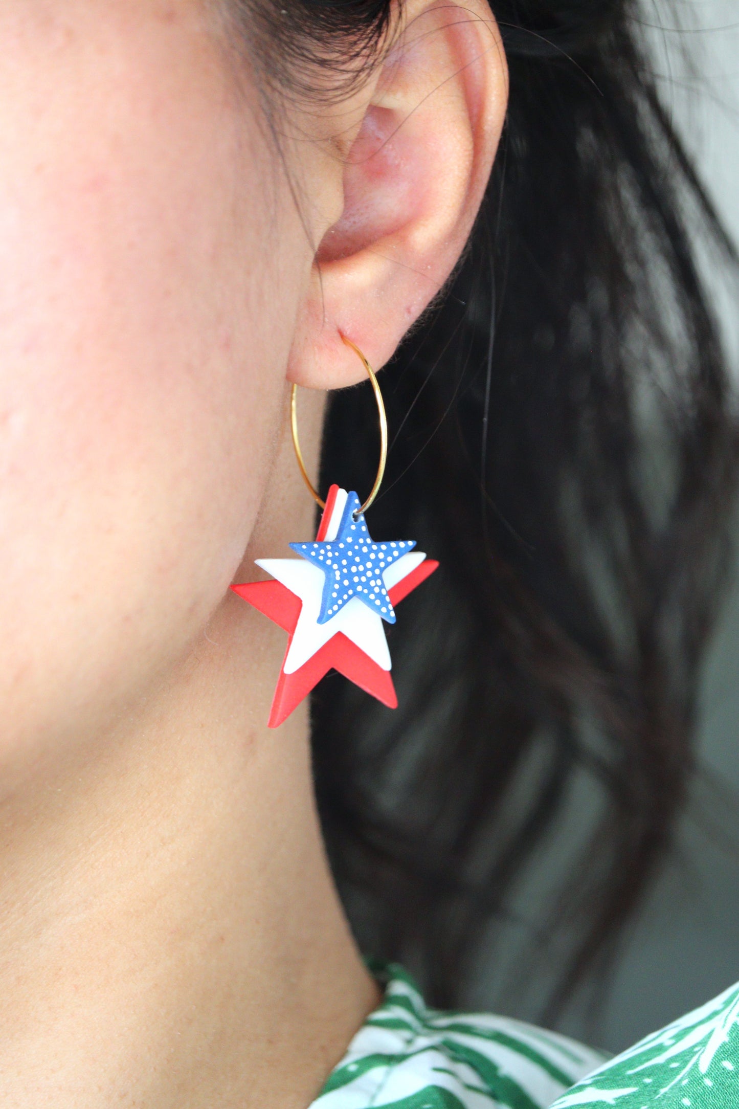 Trio Star Hoop Earring
