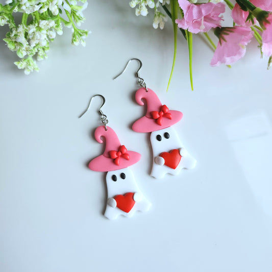 Pink Ghost Witches Dangle Earring