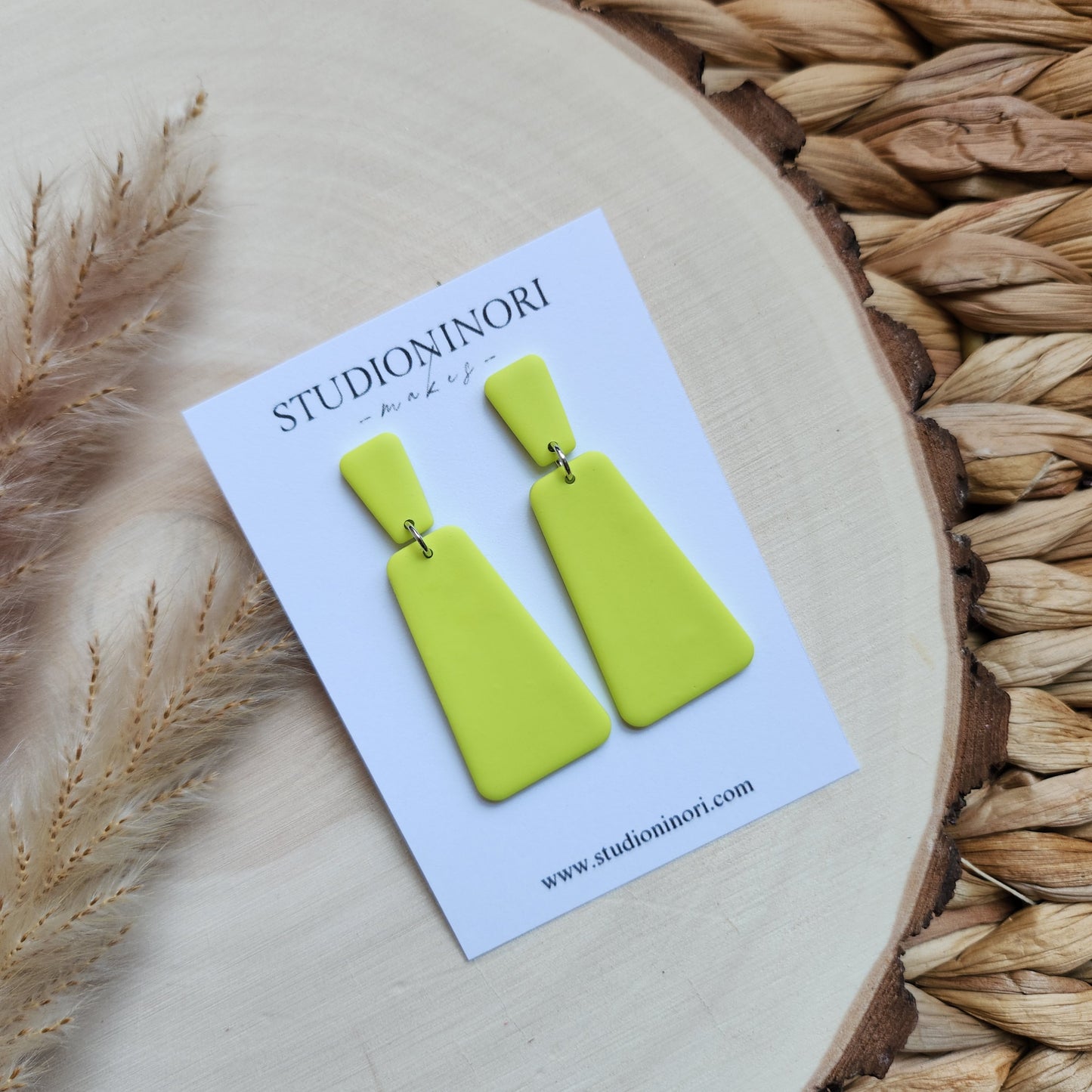 Neon Green Matte Drop Dangle Earring