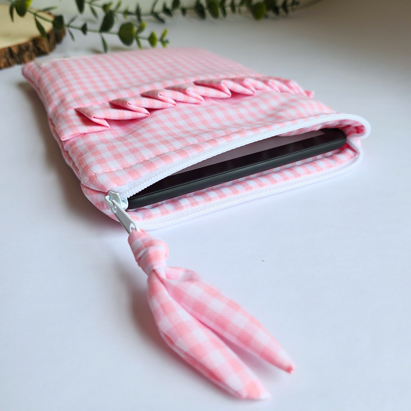 Pink Gingham Kindle Sleeve