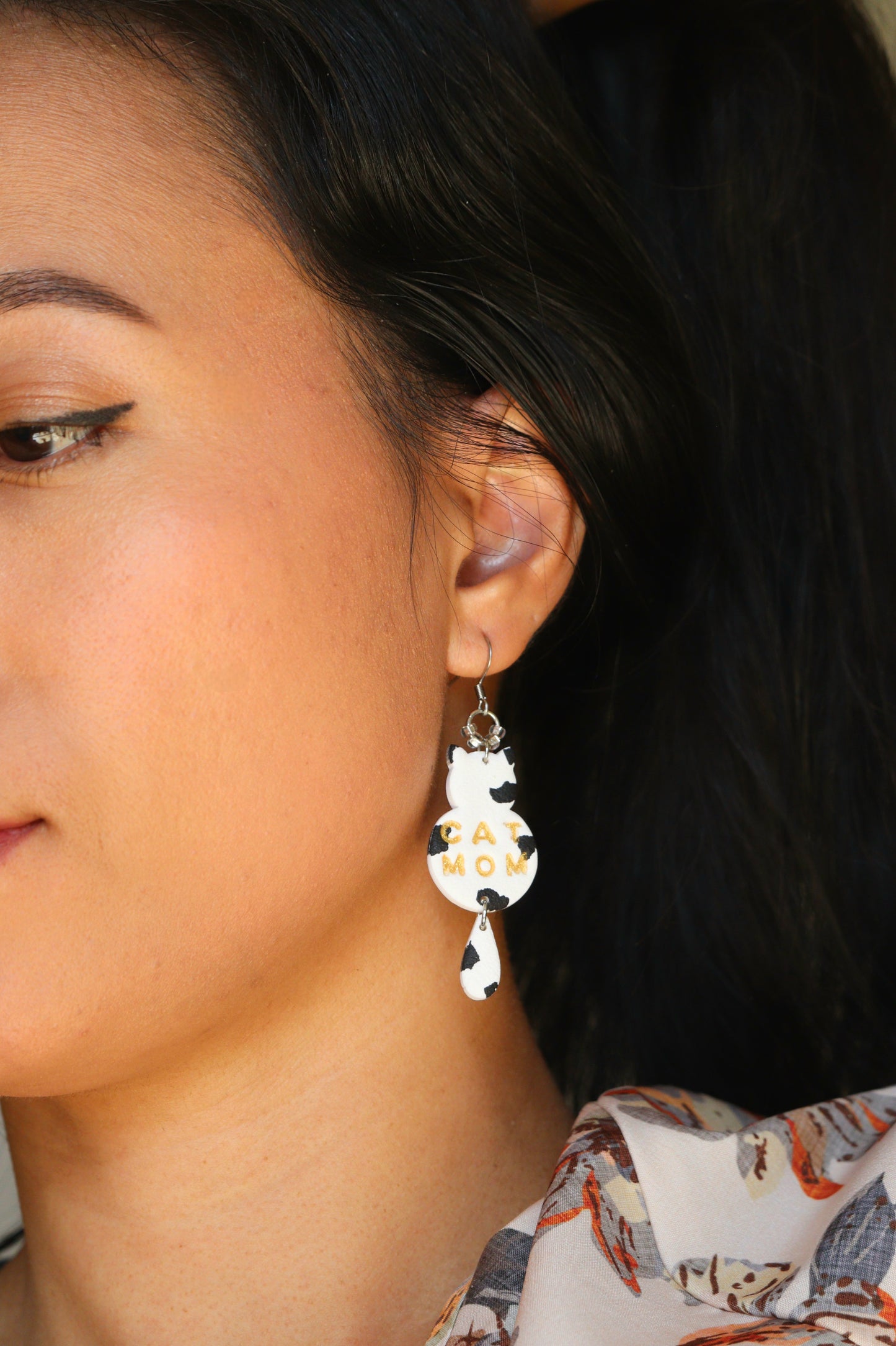 Cat Mom Dangle Earring