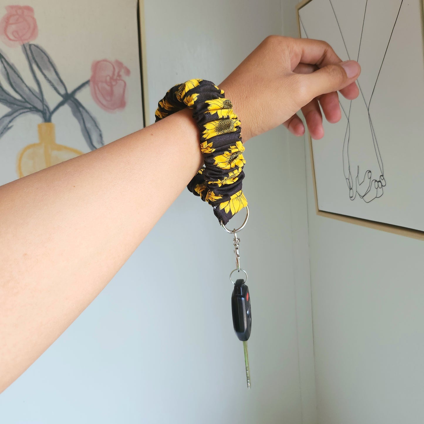 Flower Scrunchy Wristlet Keychain