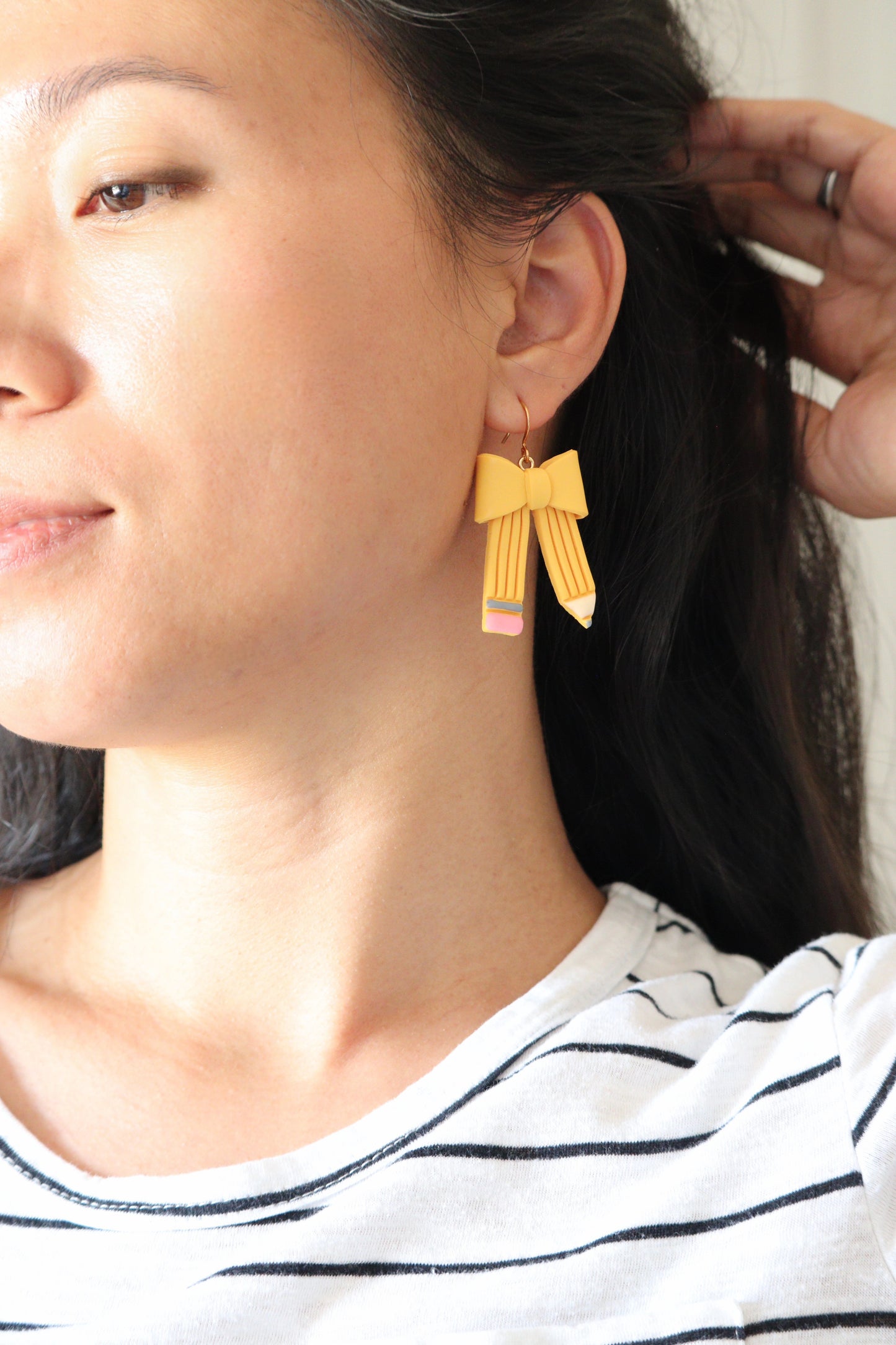 Bow Pencil Dangle Earring