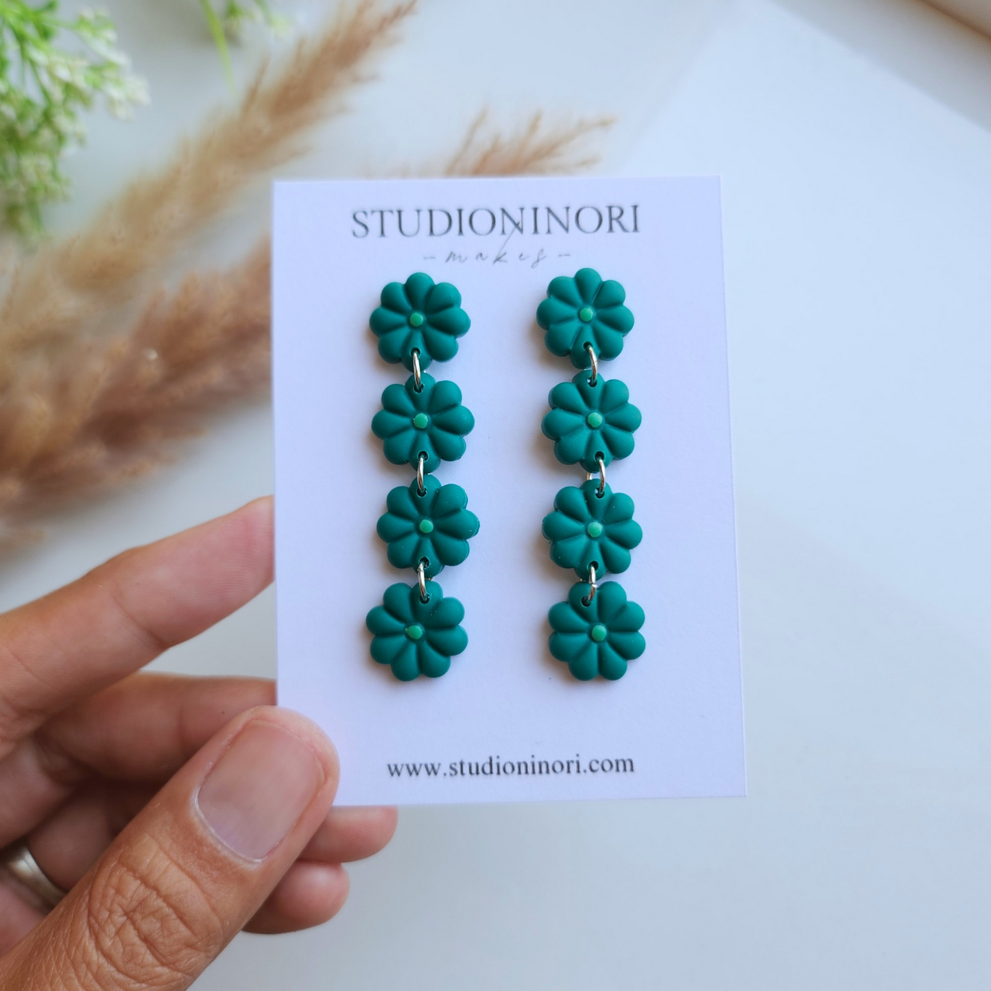 Stacked Flower Drop Dangle Earrings (Multi Color)