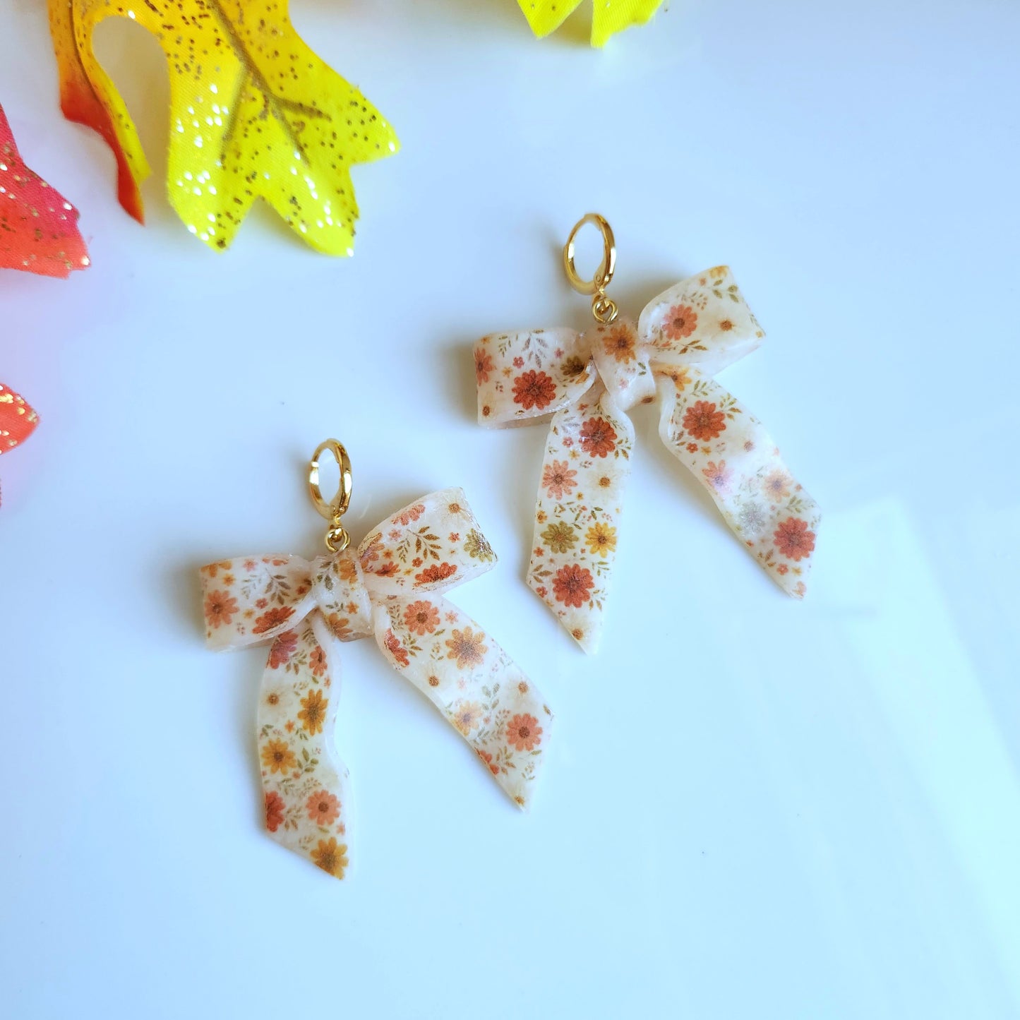 Fall Floral Bow Earrings