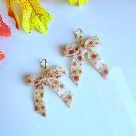 Fall Floral Bow Earrings