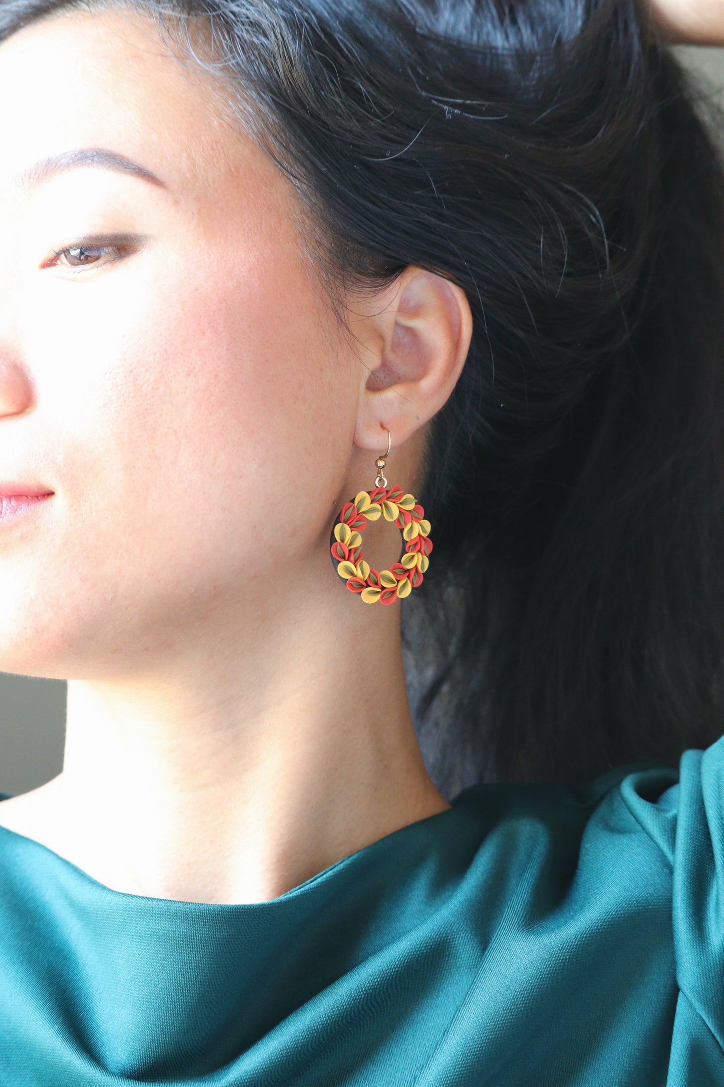 Autumn Leaf Wreath Dangle Earrings