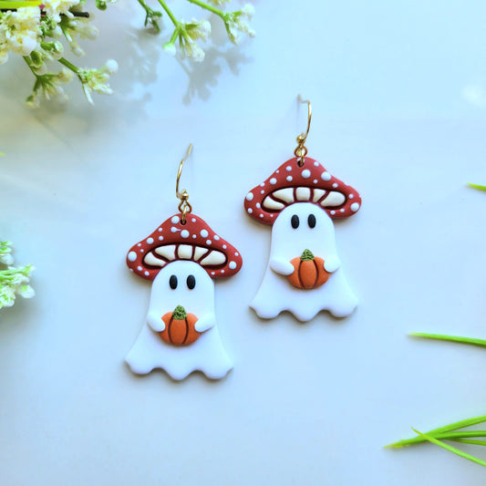 Halloween Ghost Mushroom Hat Earring
