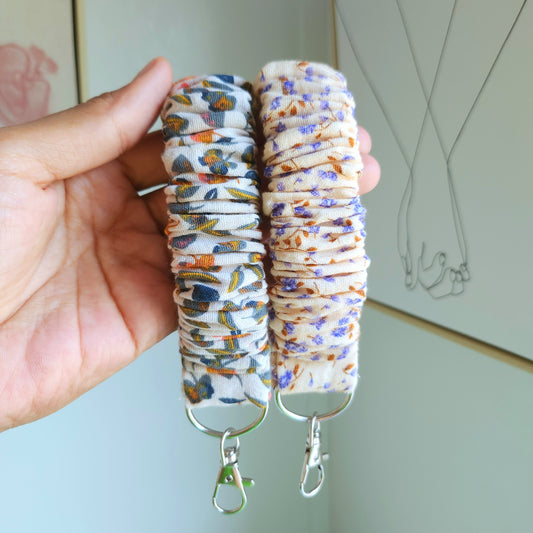 Floral Fabric Scrunchie Keychain Wristlet