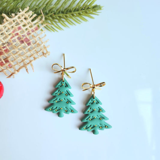Bow Christmas Tree Earring