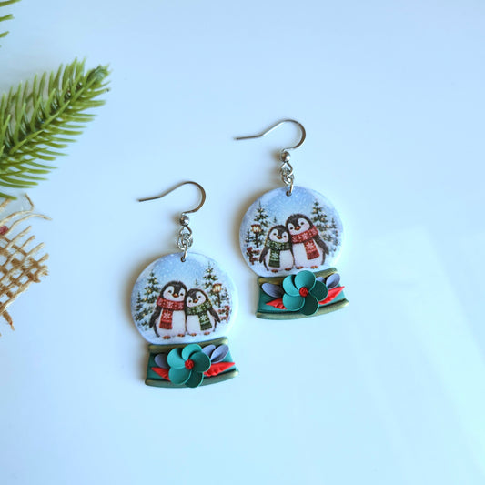 Cuddly Penguins Snow Globe Earrings