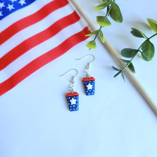 Patriotic Coffee Cup Earrings