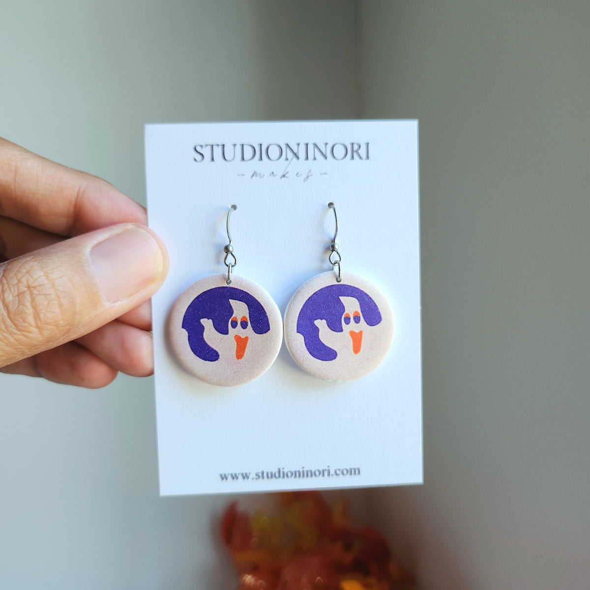 Halloween Sugar Cookie Dangle Earring (Ghost)