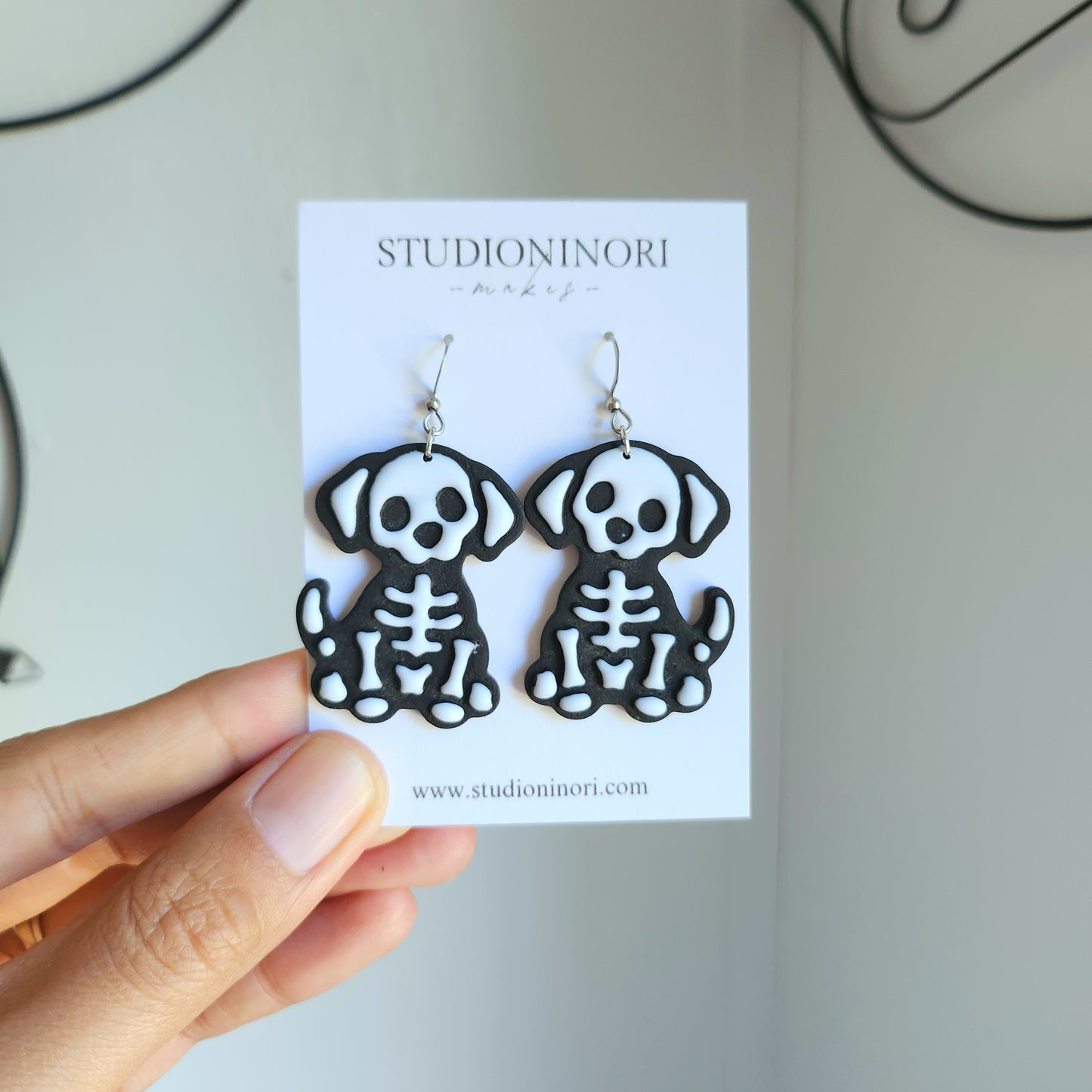 Skeleton Dog Dangle Earring