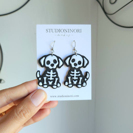 Skeleton Dog Dangle Earring