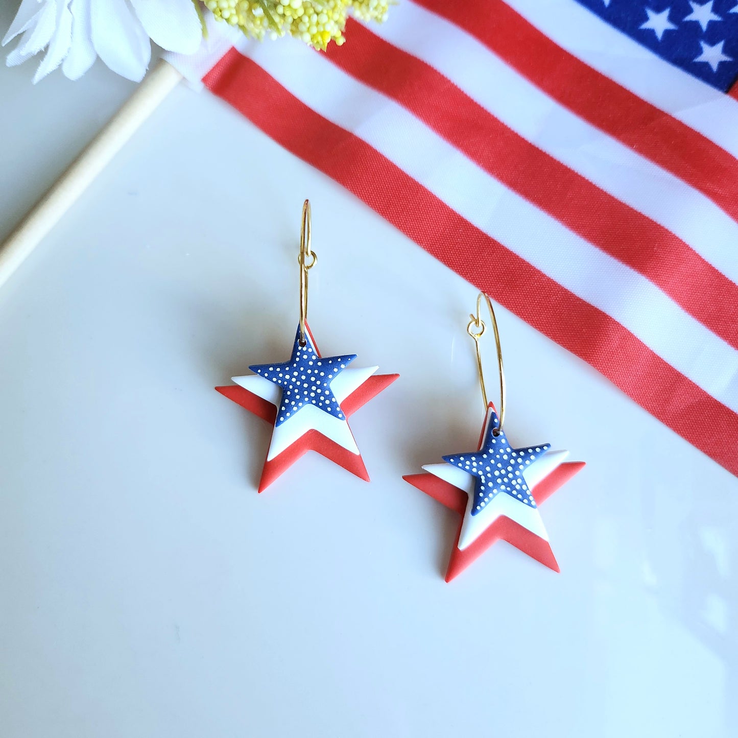 Trio Star Hoop Earring