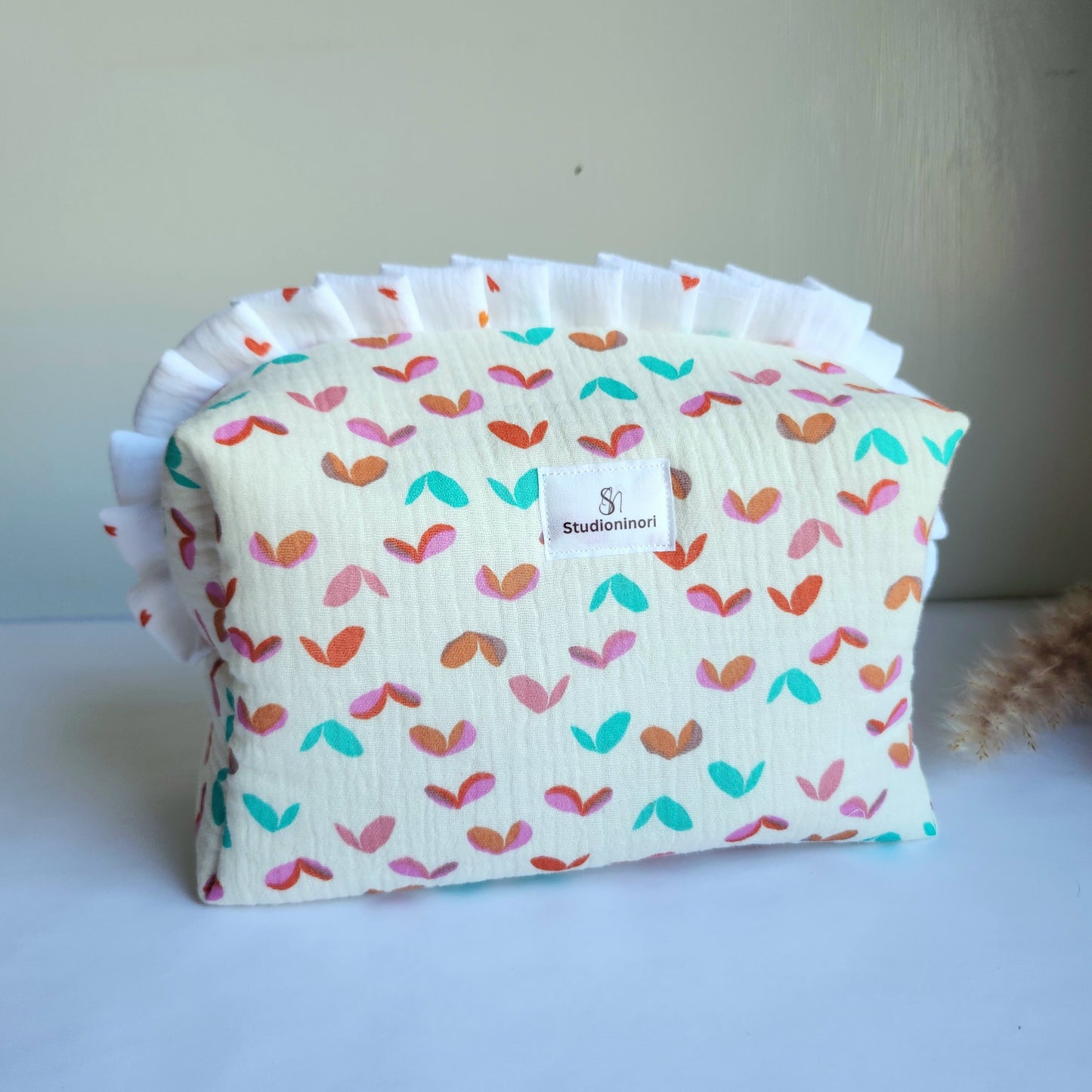 c. Yola Cosmetic Bag with Ruffle