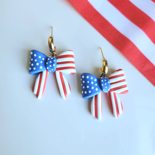 Patriotic Bow Earring