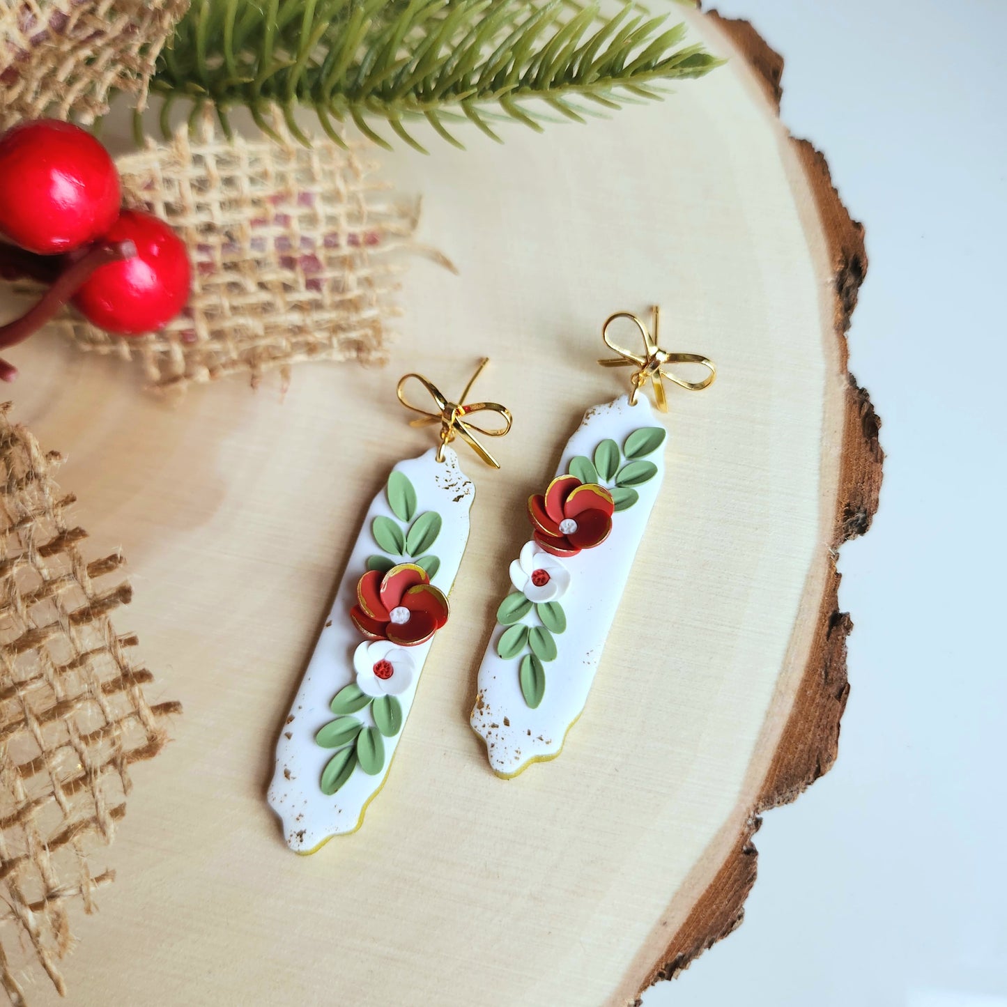 Floral Bow Dangle Earrings